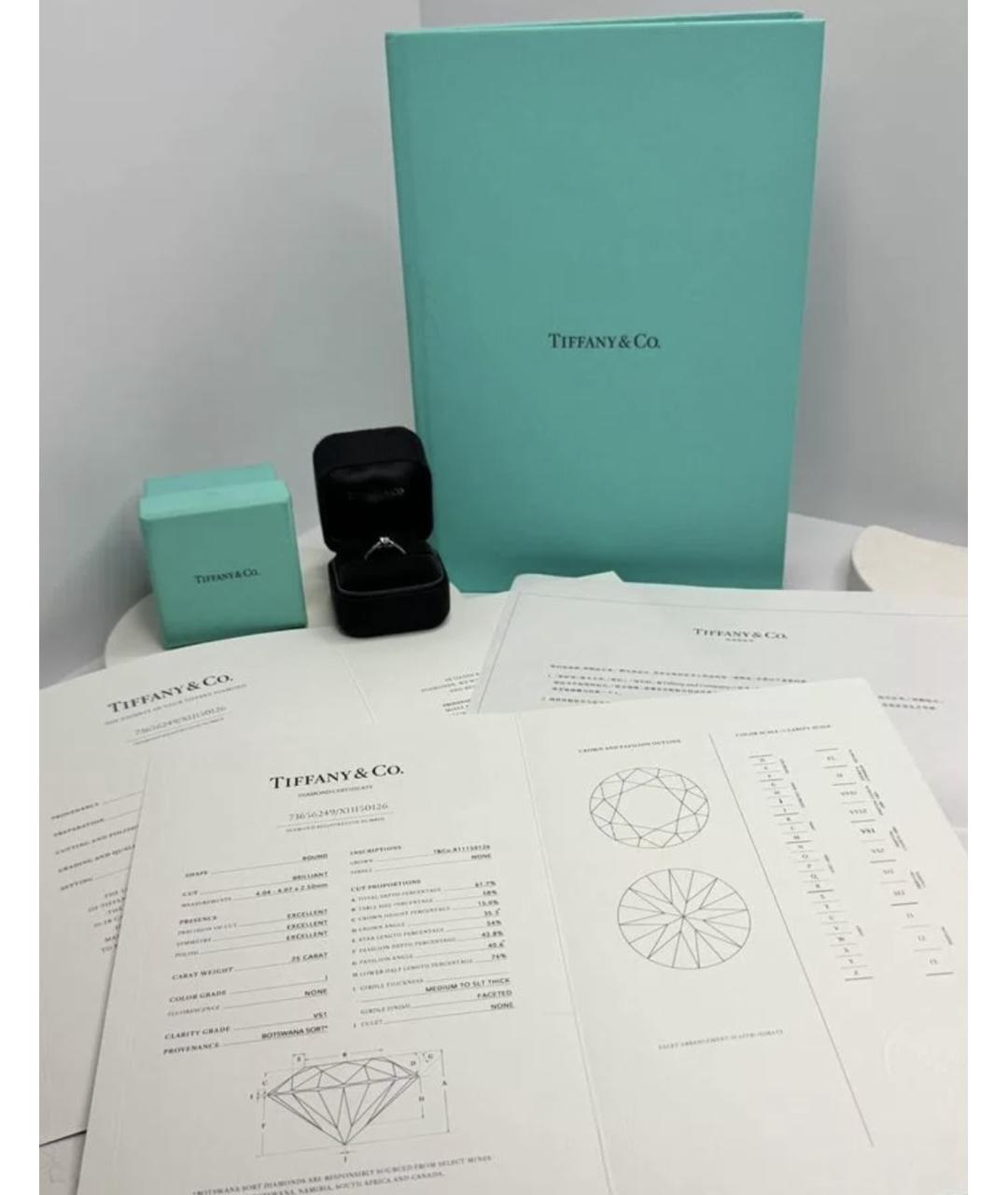 TIFFANY&CO Серебряное платиновое кольцо, фото 6