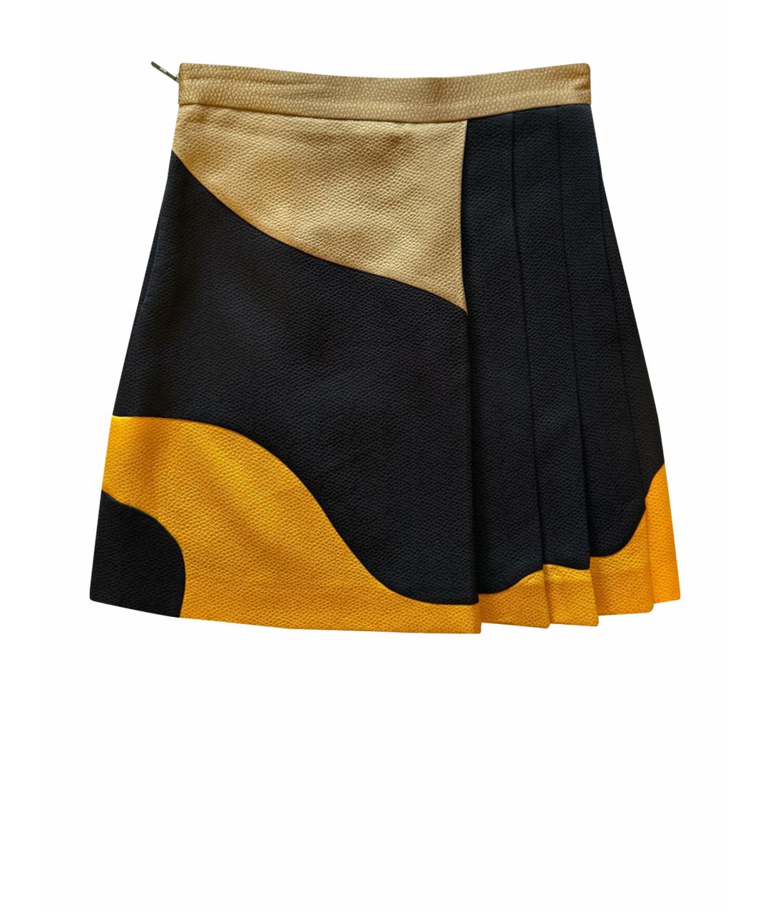 MSGM Темно-синяя вискозная юбка мини, фото 1