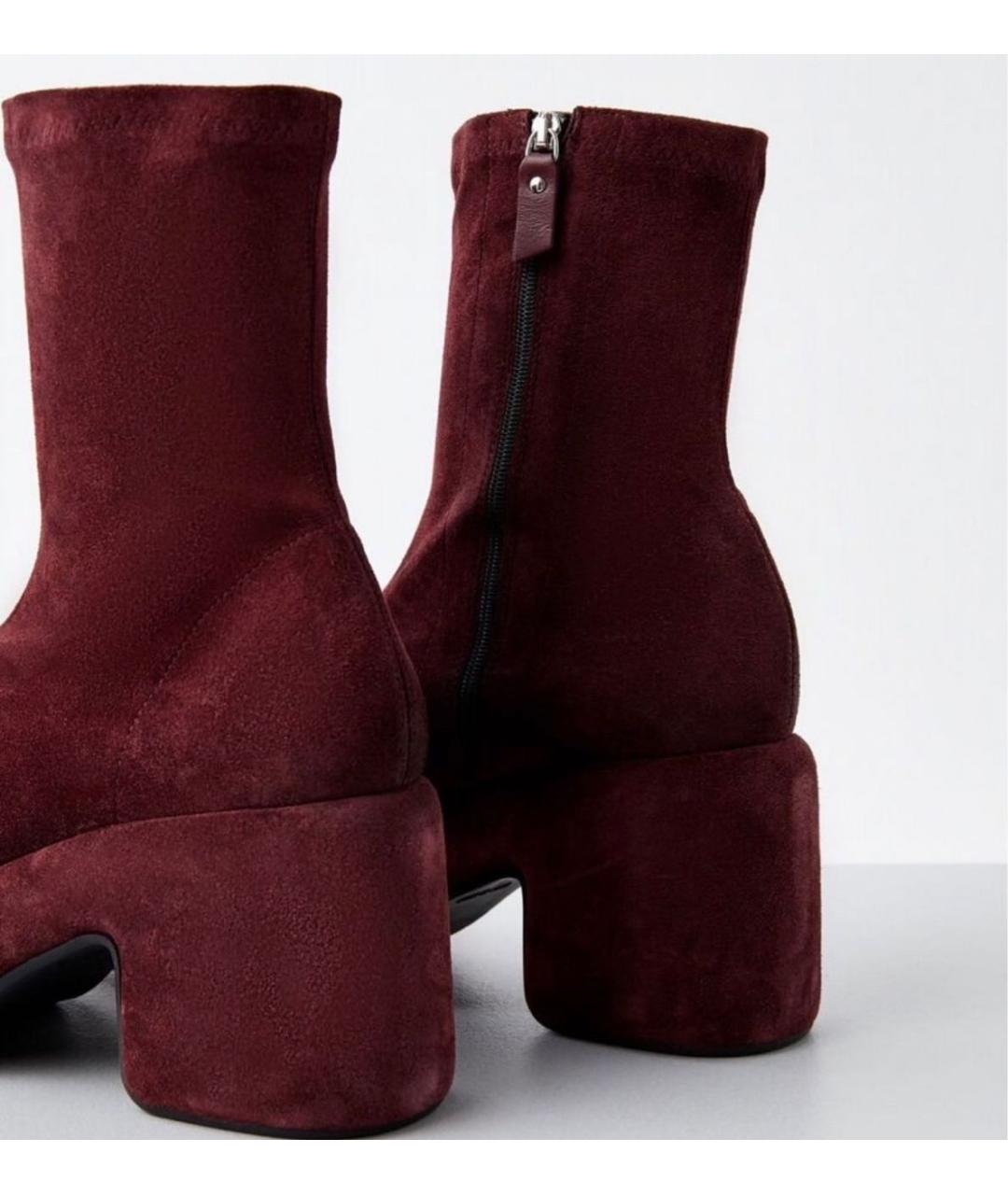 VIC MATIE Бордовые замшевые полусапоги, фото 3