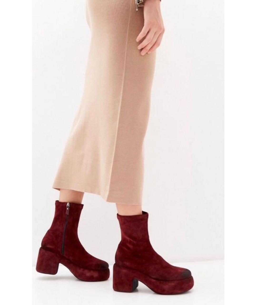 VIC MATIE Бордовые замшевые полусапоги, фото 7