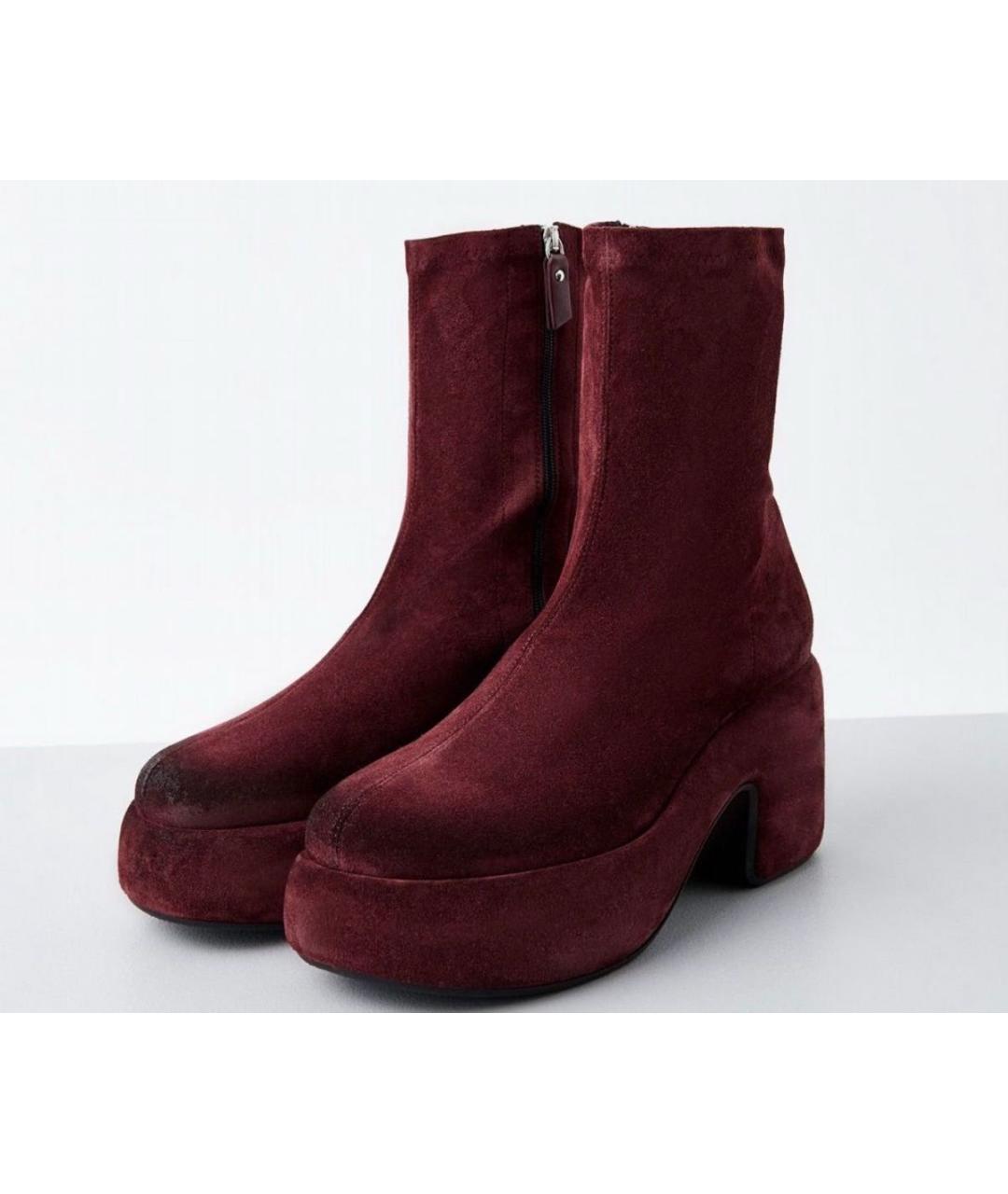 VIC MATIE Бордовые замшевые полусапоги, фото 2