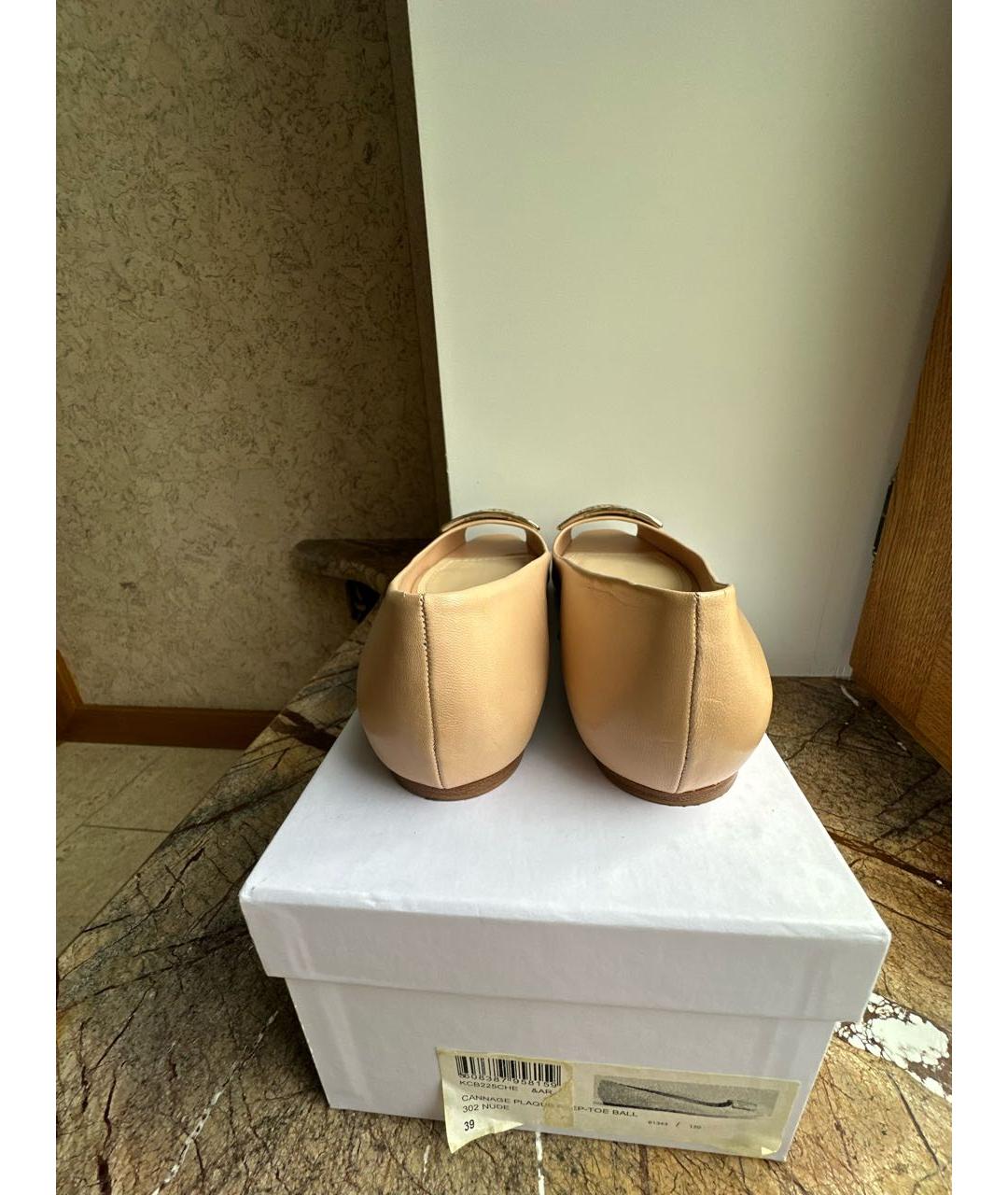 CHRISTIAN DIOR Бежевые кожаные балетки, фото 4