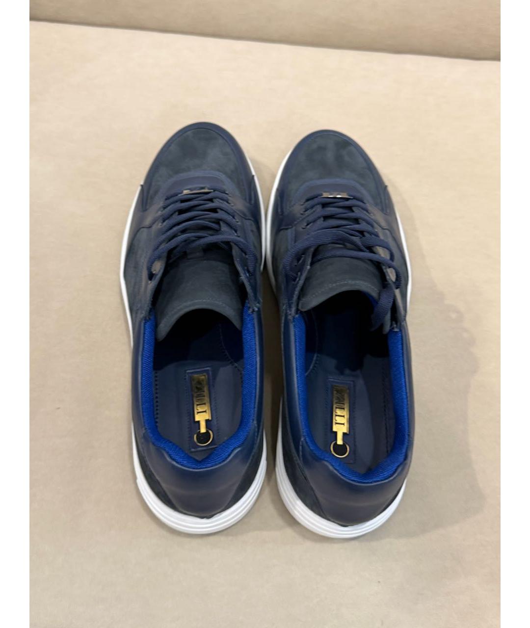 ZILLI Темно-синие нубуковые низкие кроссовки / кеды, фото 3