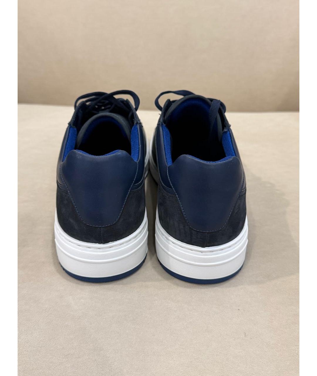 ZILLI Темно-синие нубуковые низкие кроссовки / кеды, фото 4