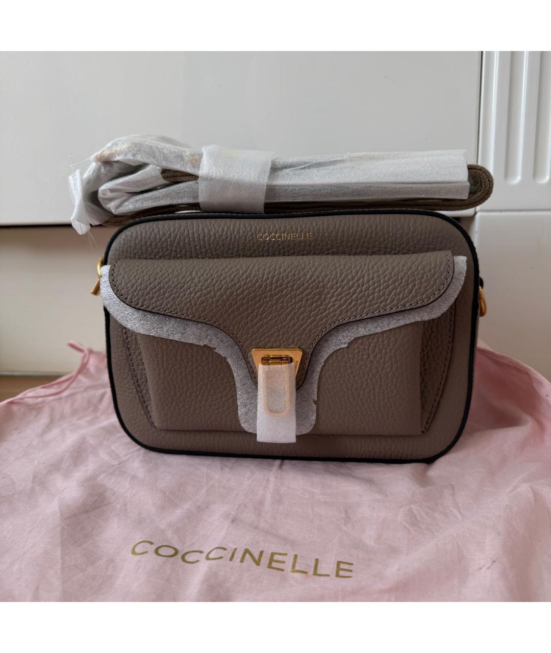 COCCINELLE Коричневая кожаная сумка через плечо, фото 5