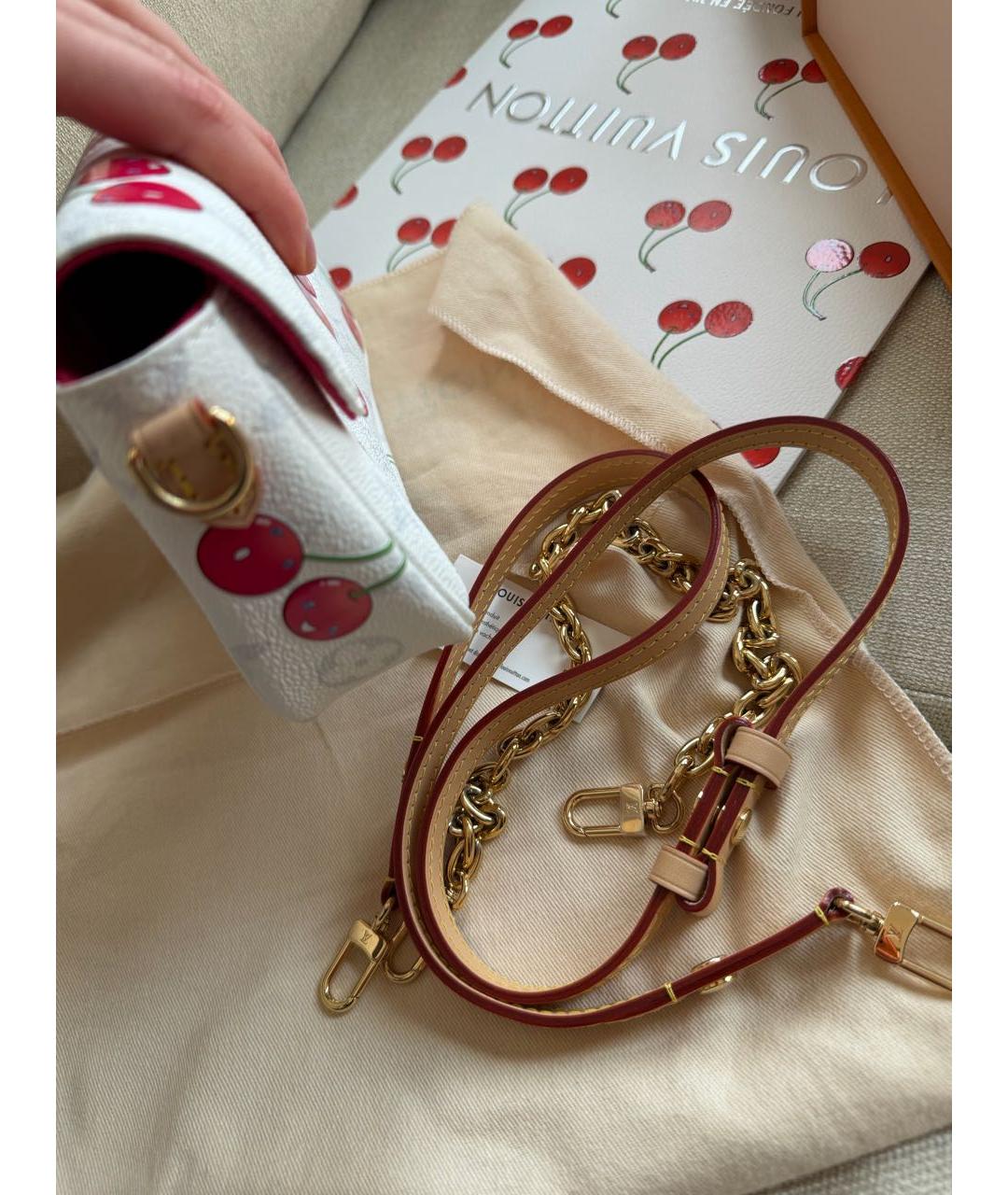 LOUIS VUITTON Белая кожаная сумка через плечо, фото 6