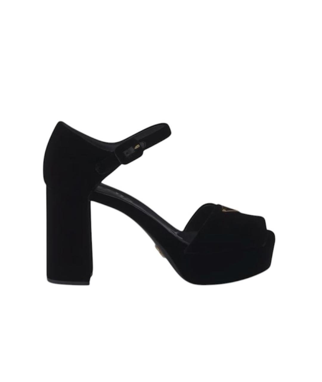 PRADA Черные бархатные босоножки, фото 6