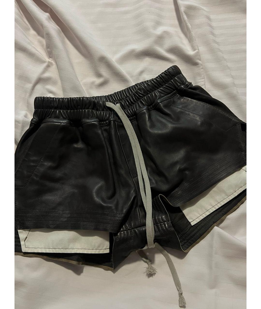 RICK OWENS Черные кожаные шорты, фото 5