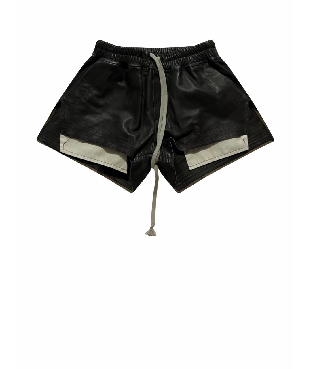 RICK OWENS Черные кожаные шорты, фото 1