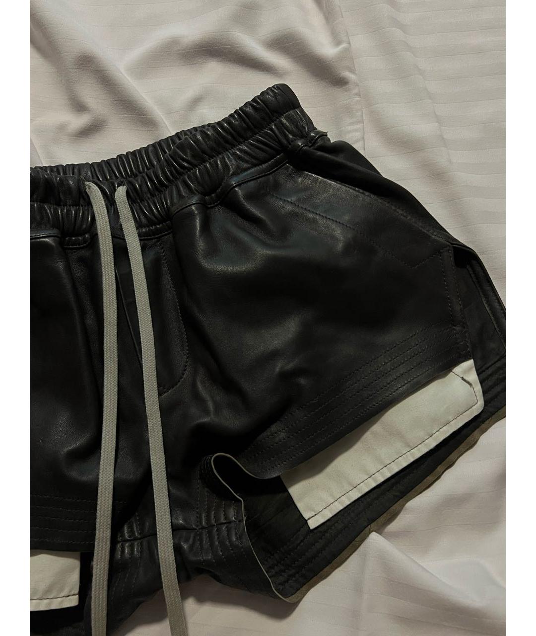 RICK OWENS Черные кожаные шорты, фото 2