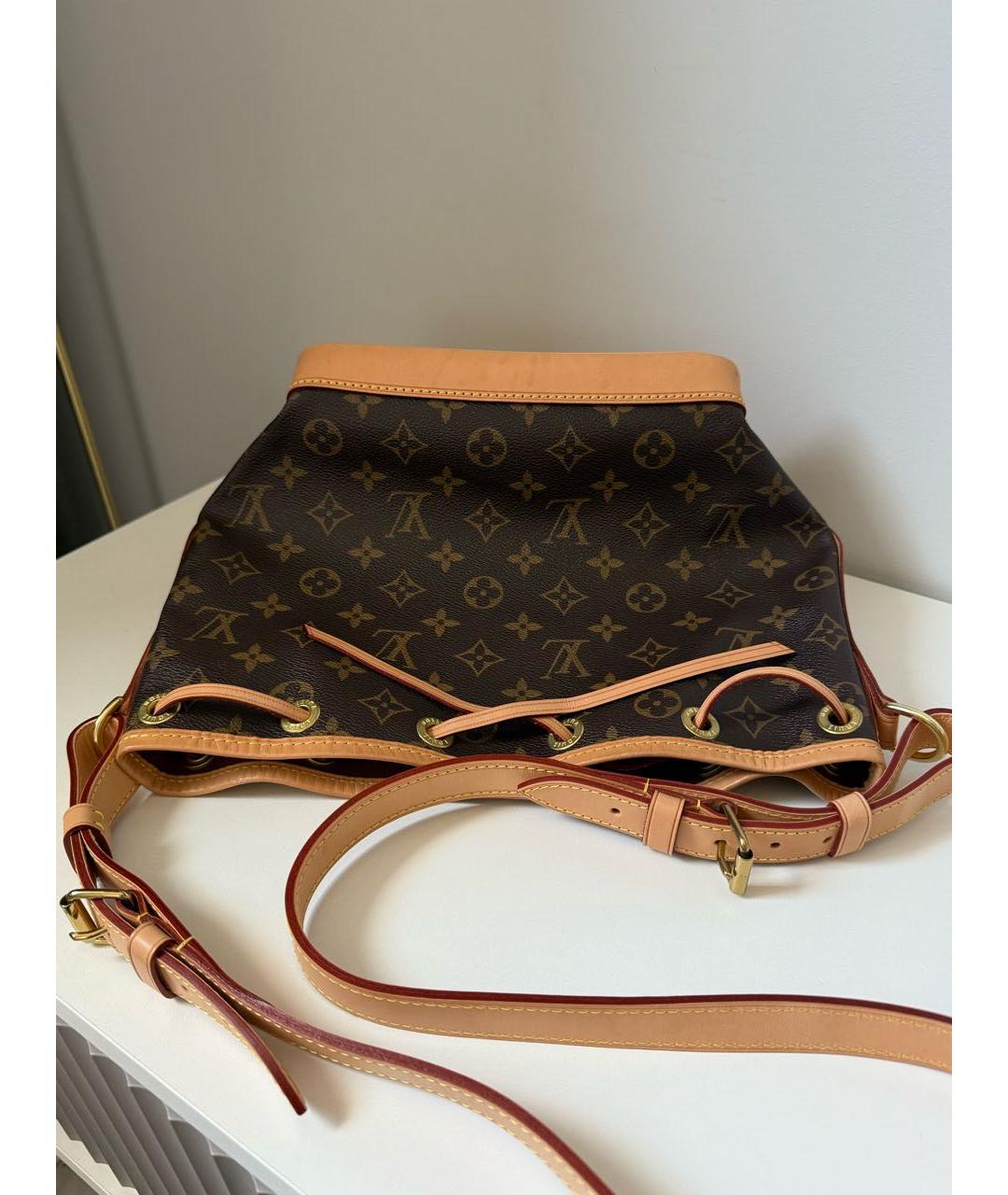 LOUIS VUITTON Коричневая кожаная сумка тоут, фото 8