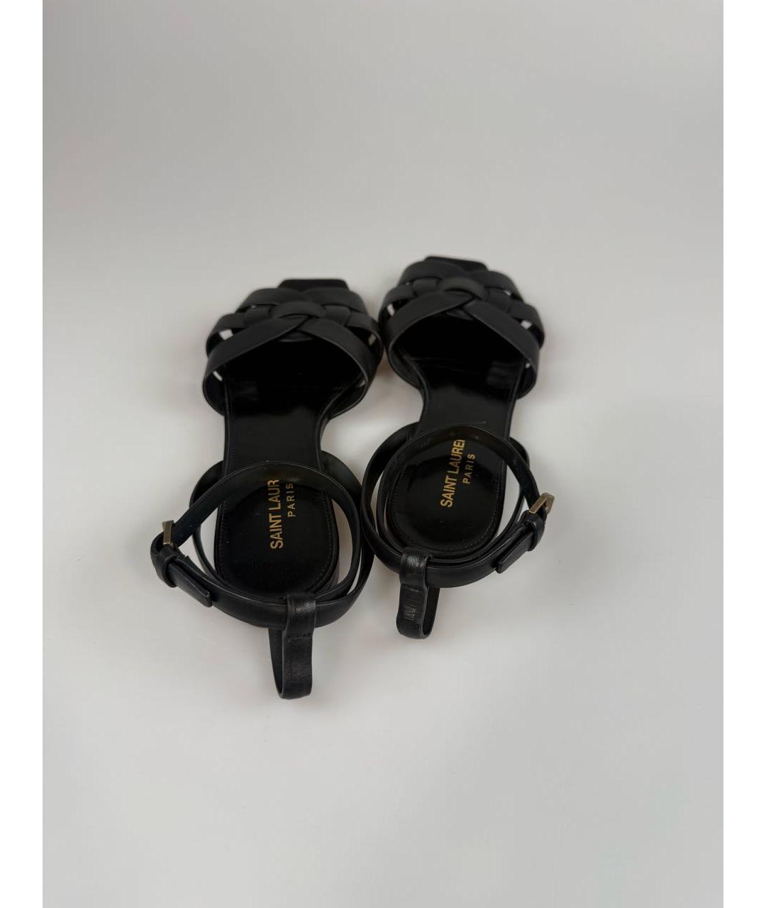SAINT LAURENT Черные кожаные босоножки, фото 3
