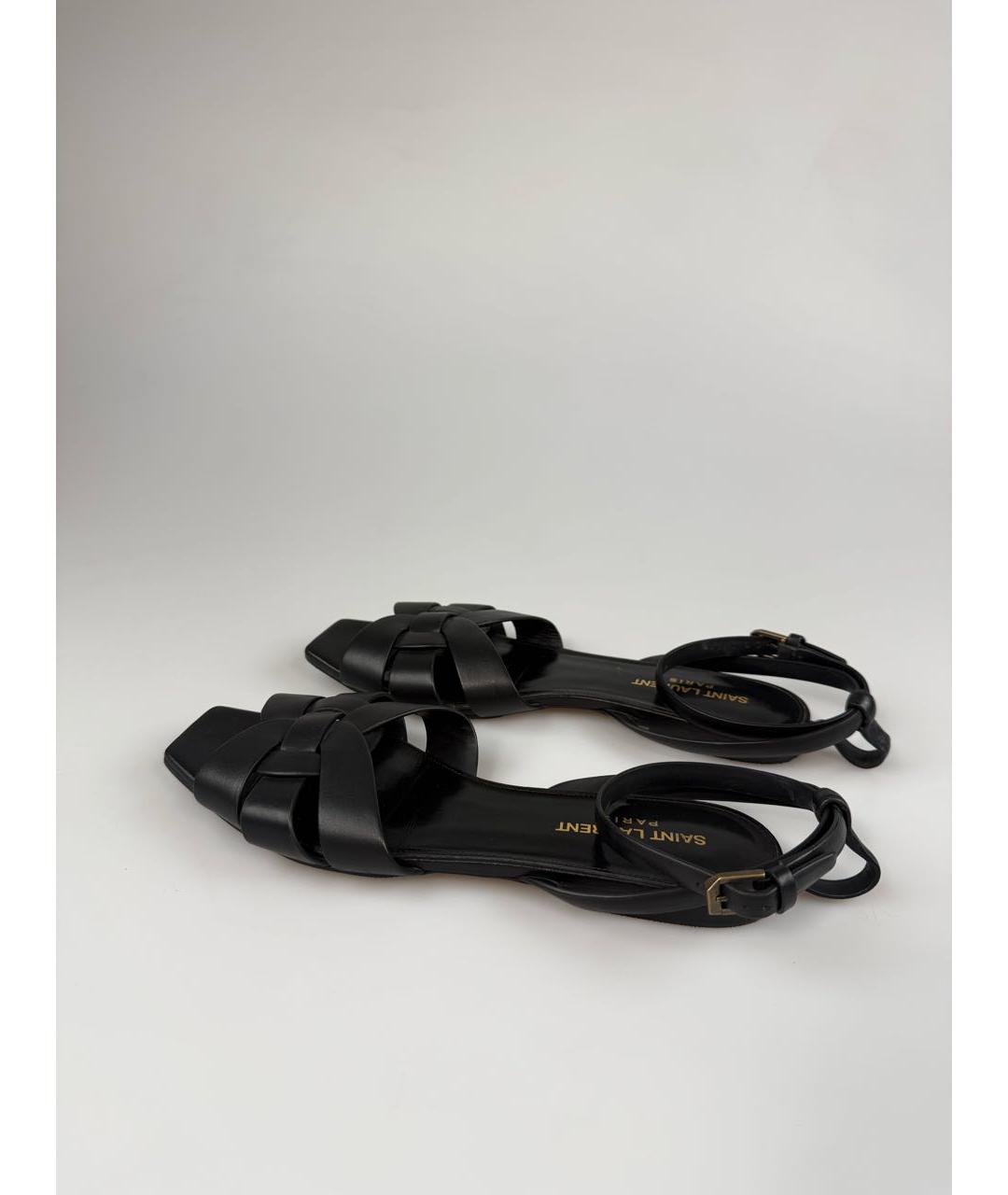 SAINT LAURENT Черные кожаные босоножки, фото 5