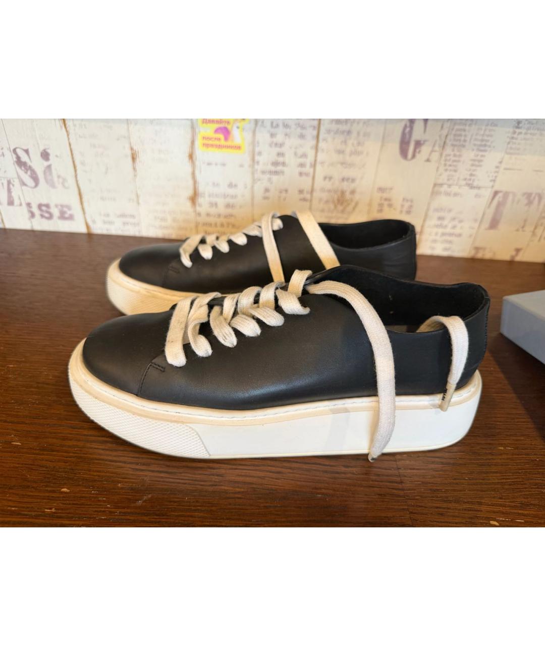 PRADA Черные кожаные кеды, фото 4