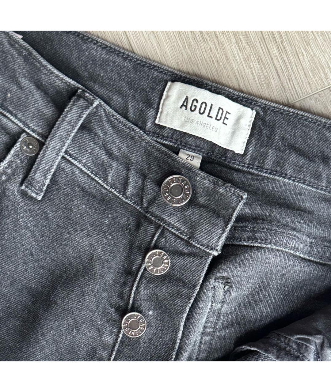 AGOLDE Антрацитовые хлопко-эластановые джинсы слим, фото 5