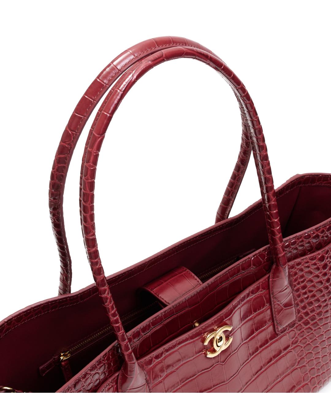 CHANEL Бордовая кожаная сумка тоут, фото 5