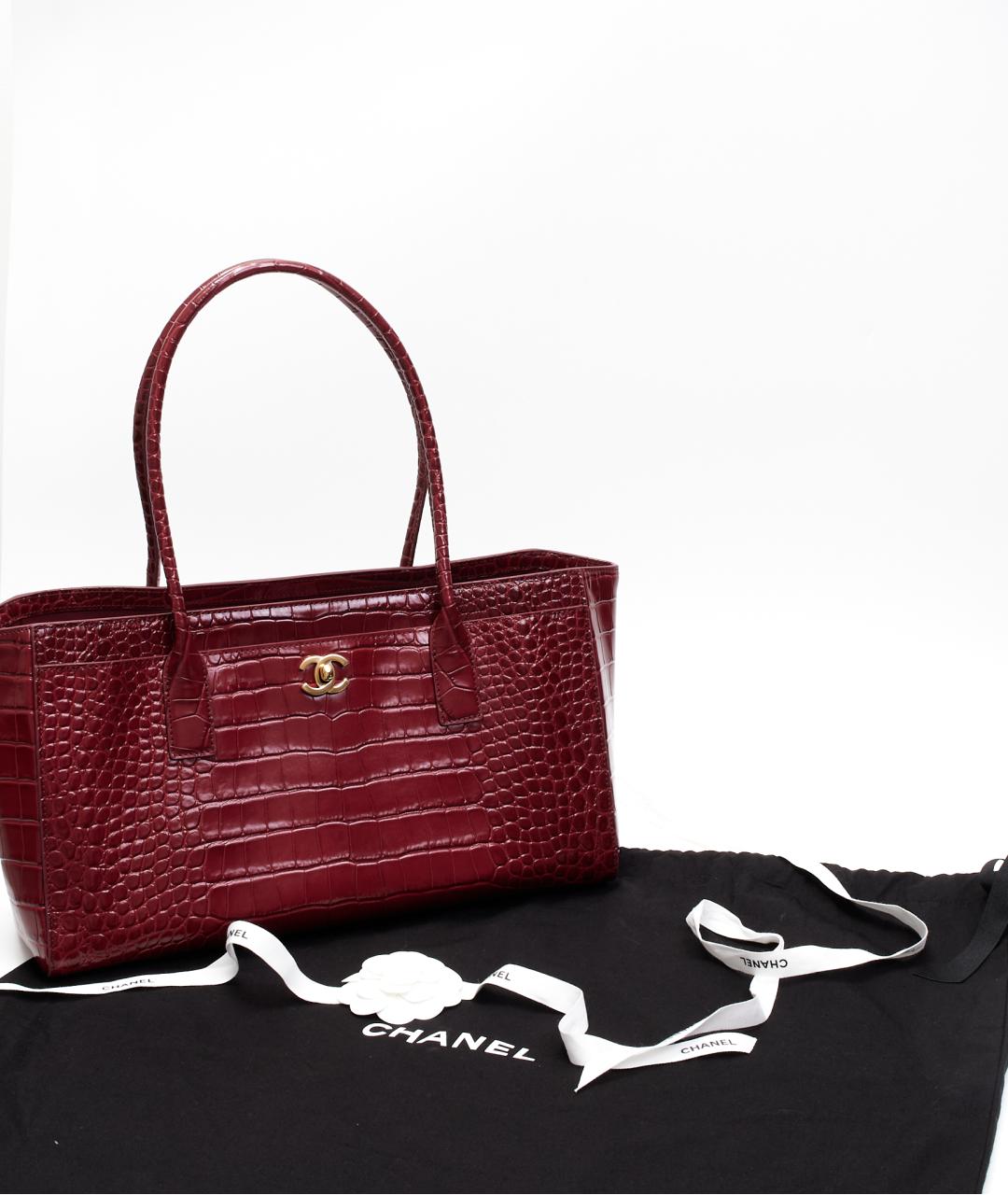 CHANEL Бордовая кожаная сумка тоут, фото 4