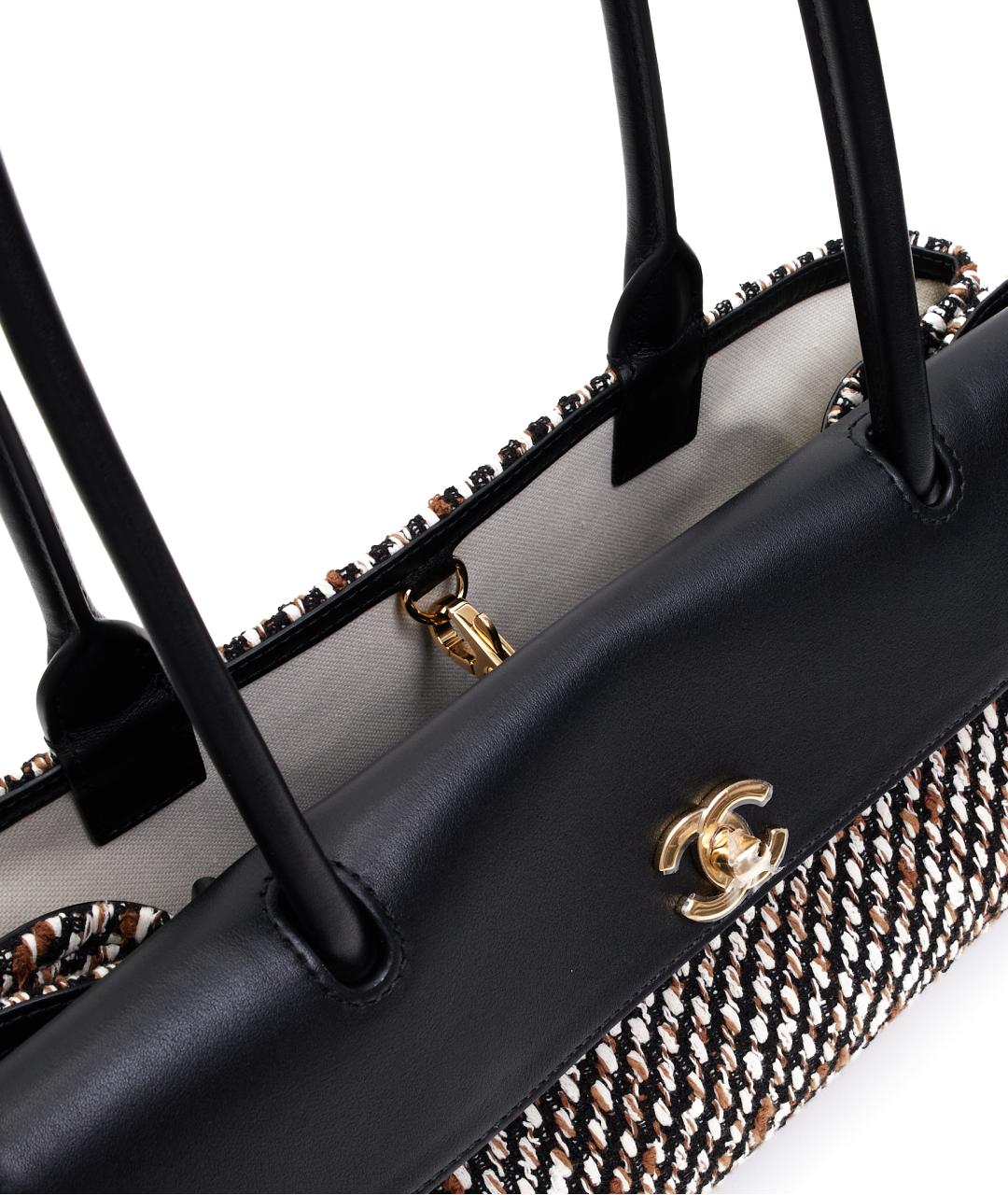 CHANEL Черная кожаная сумка тоут, фото 7