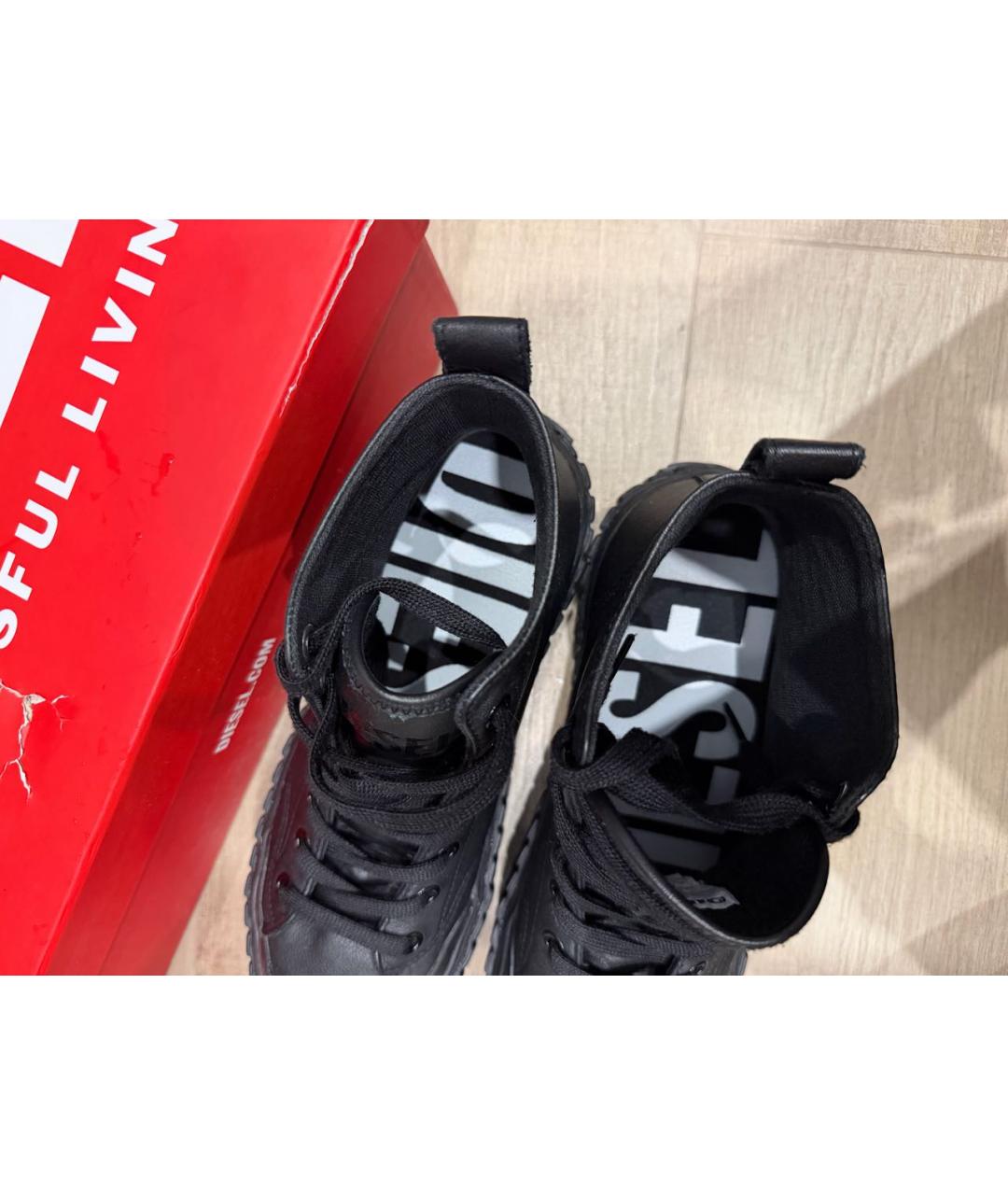 DIESEL Черные кожаные кеды, фото 3