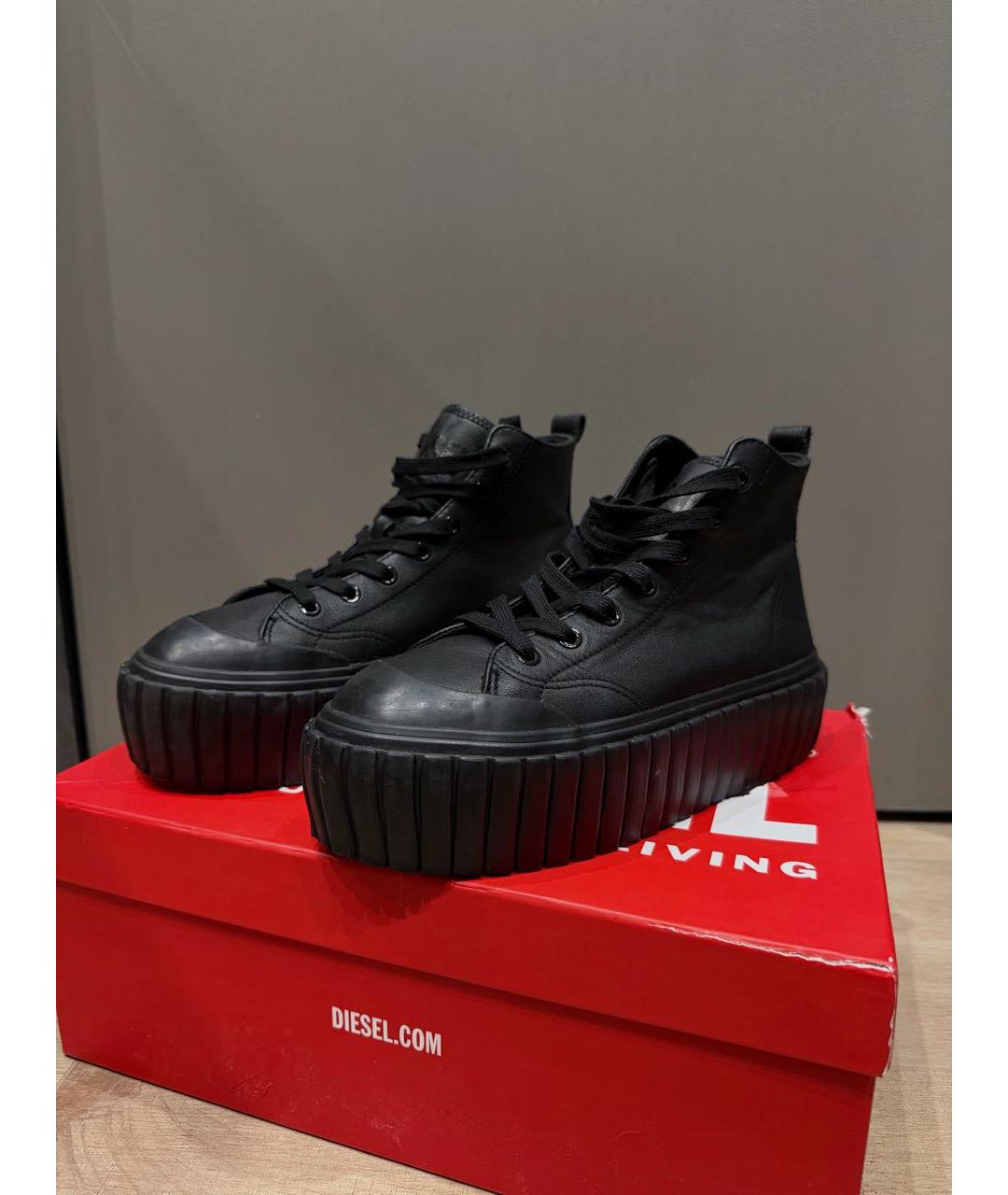 DIESEL Черные кожаные кеды, фото 5