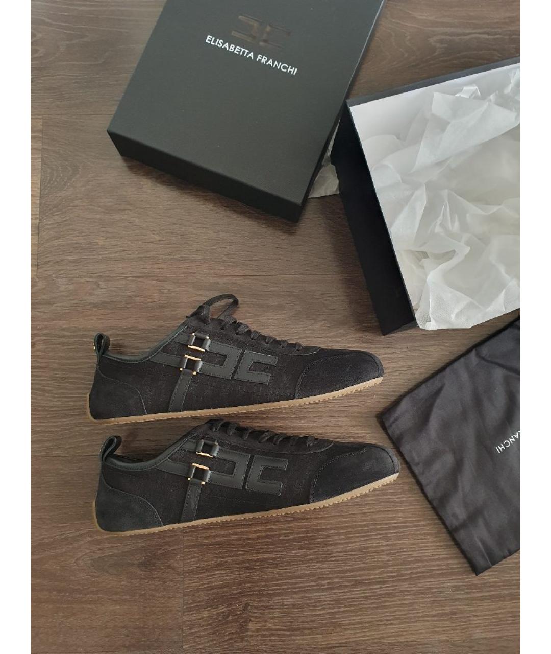 ELISABETTA FRANCHI Черные замшевые кроссовки, фото 5
