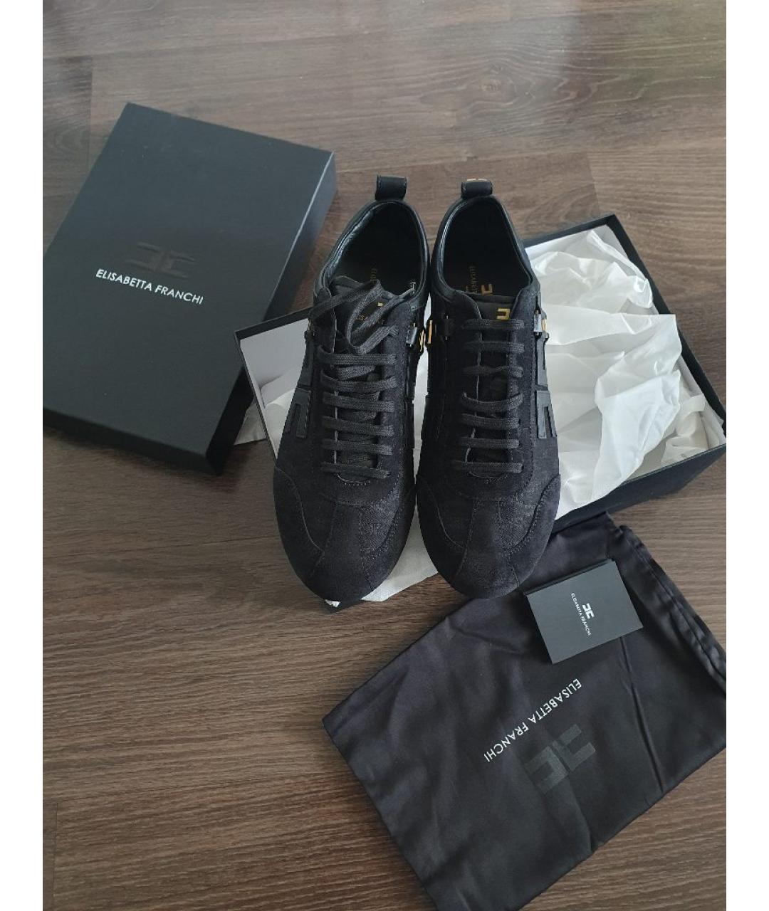 ELISABETTA FRANCHI Черные замшевые кроссовки, фото 4