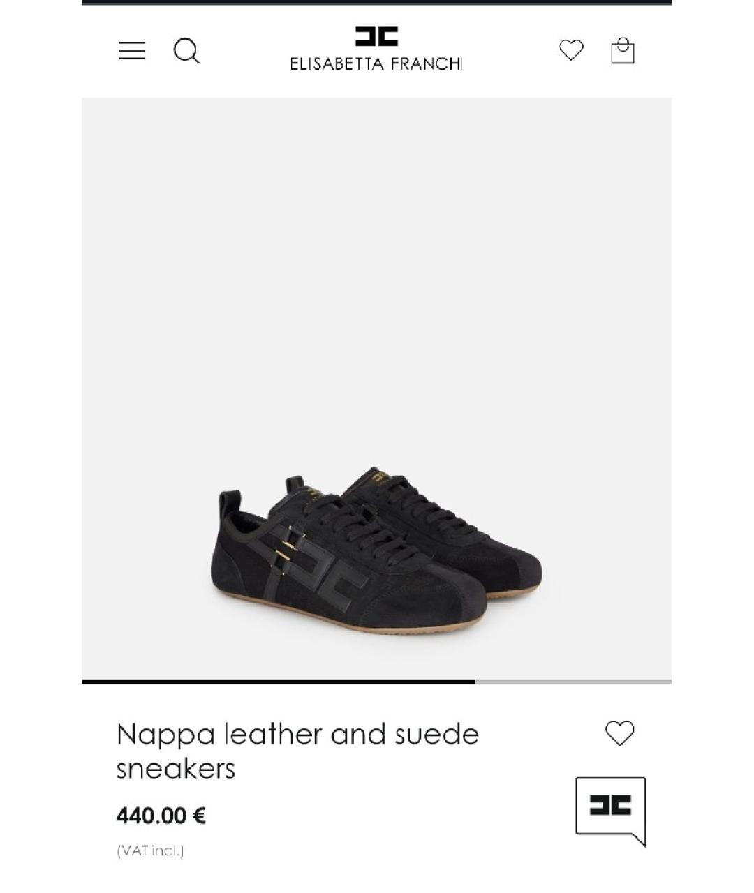 ELISABETTA FRANCHI Черные замшевые кроссовки, фото 2