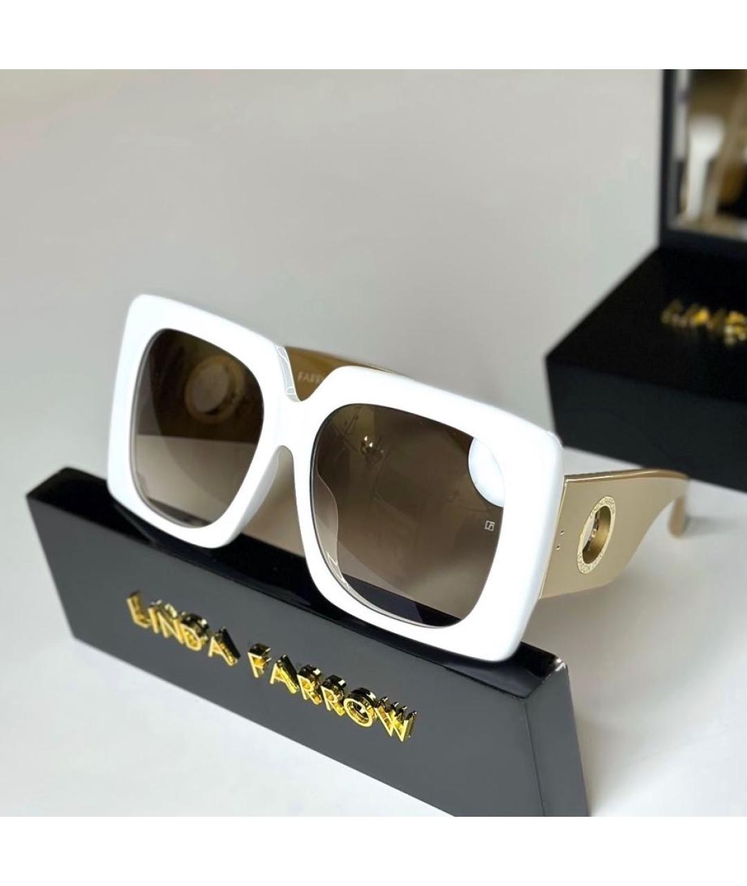 LINDA FARROW Белые пластиковые солнцезащитные очки, фото 2
