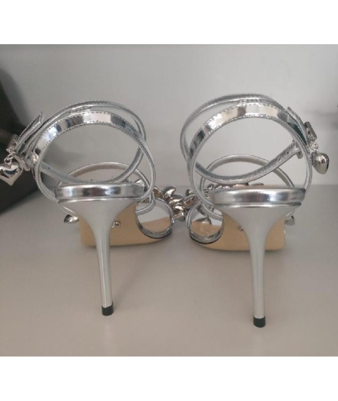 MACH&MACH Серебряные босоножки из лакированной кожи, фото 4