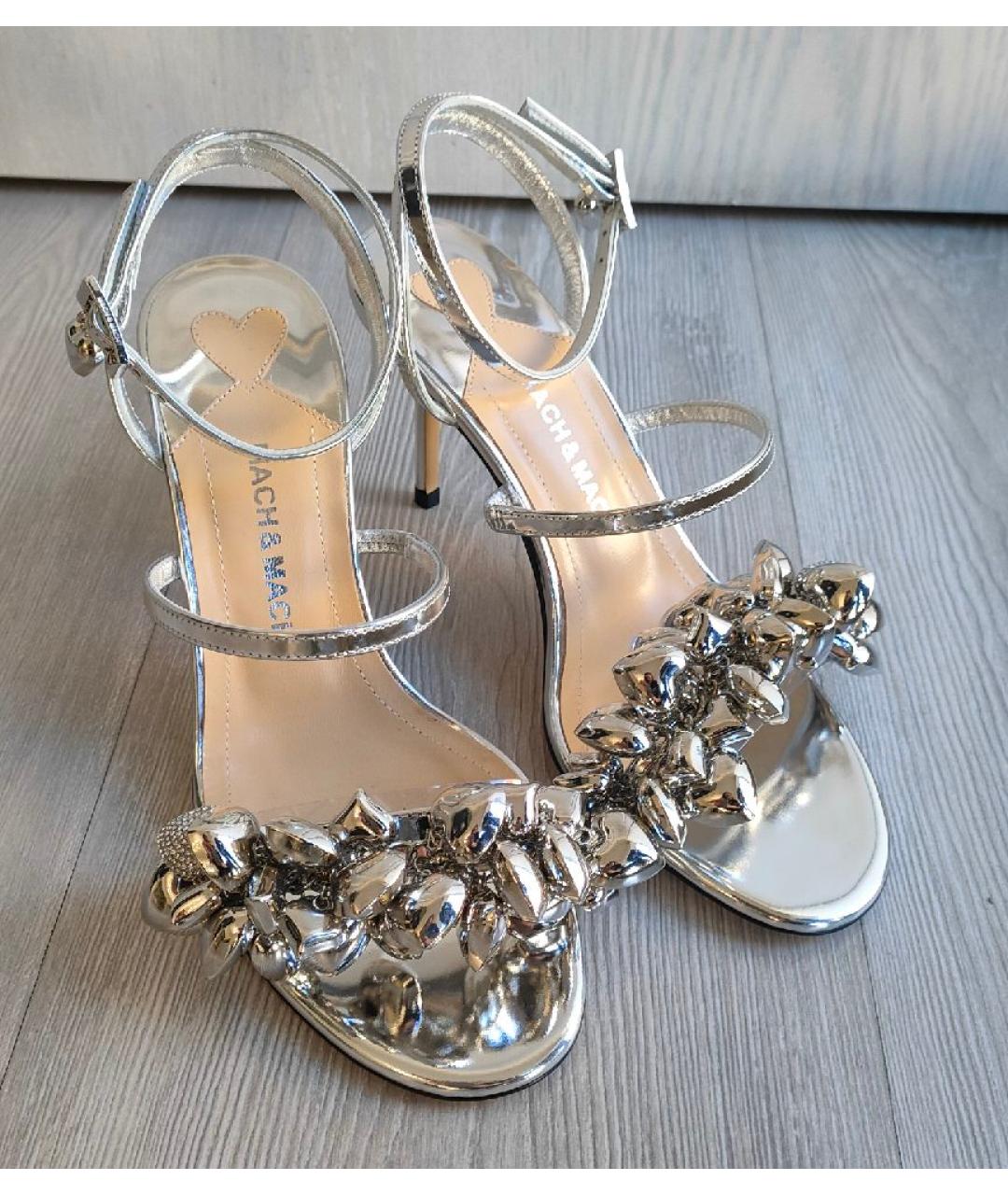 MACH&MACH Серебряные босоножки из лакированной кожи, фото 5