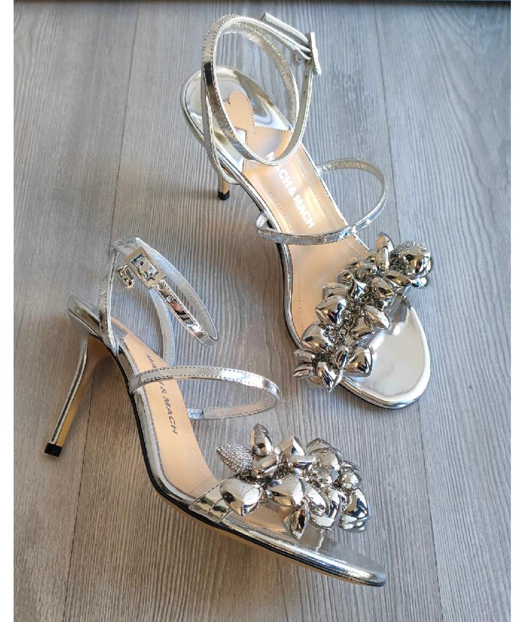 MACH&MACH Серебряные босоножки из лакированной кожи, фото 6