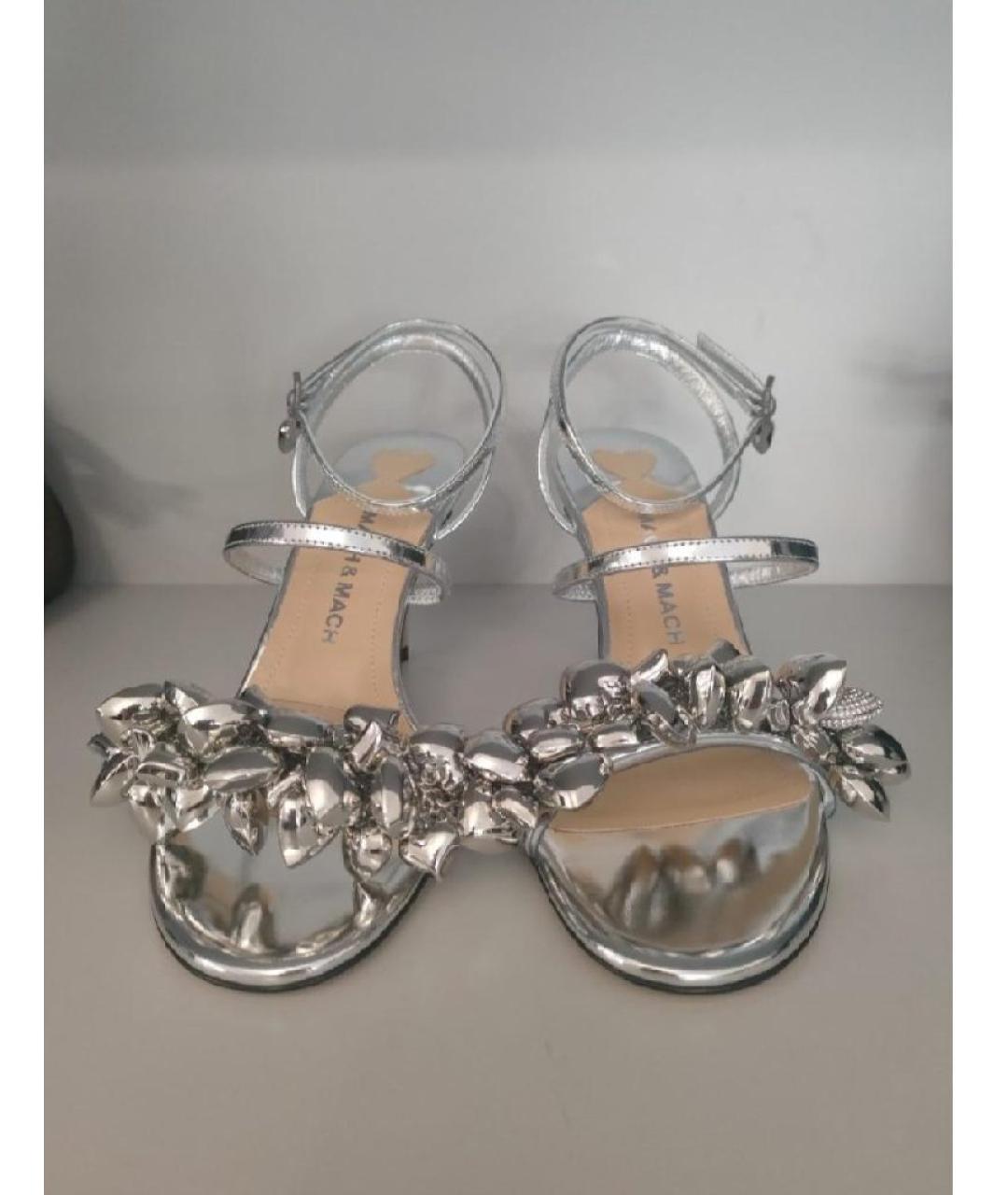 MACH&MACH Серебряные босоножки из лакированной кожи, фото 2