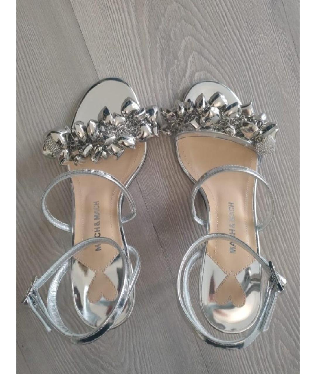 MACH&MACH Серебряные босоножки из лакированной кожи, фото 3