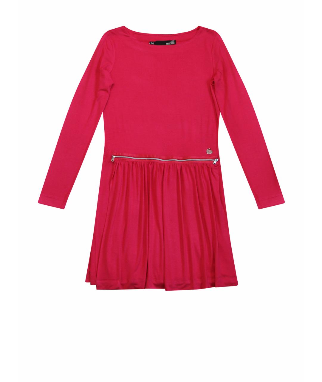 LOVE MOSCHINO Фуксия вискозное повседневное платье, фото 1