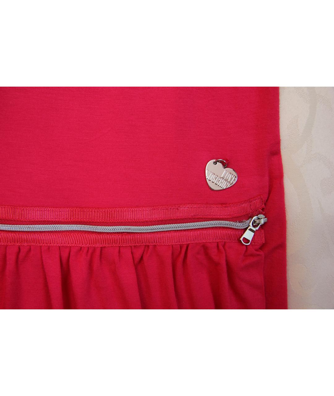 LOVE MOSCHINO Фуксия вискозное повседневное платье, фото 4