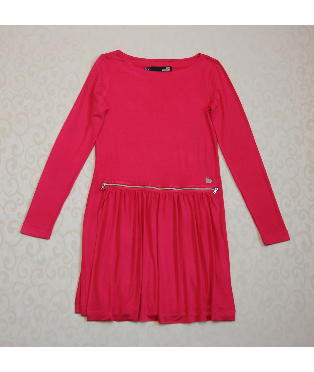 LOVE MOSCHINO Фуксия вискозное повседневное платье, фото 9