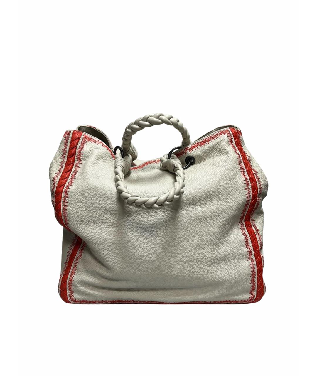 BOTTEGA VENETA Бежевая кожаная сумка с короткими ручками, фото 1