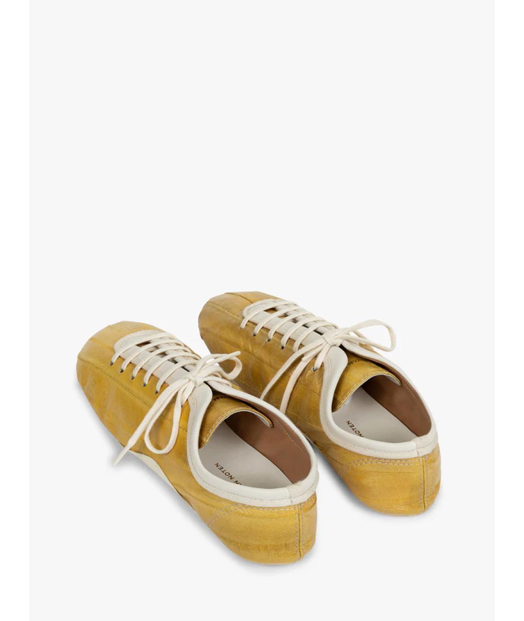 DRIES VAN NOTEN Горчичные кожаные кеды, фото 2