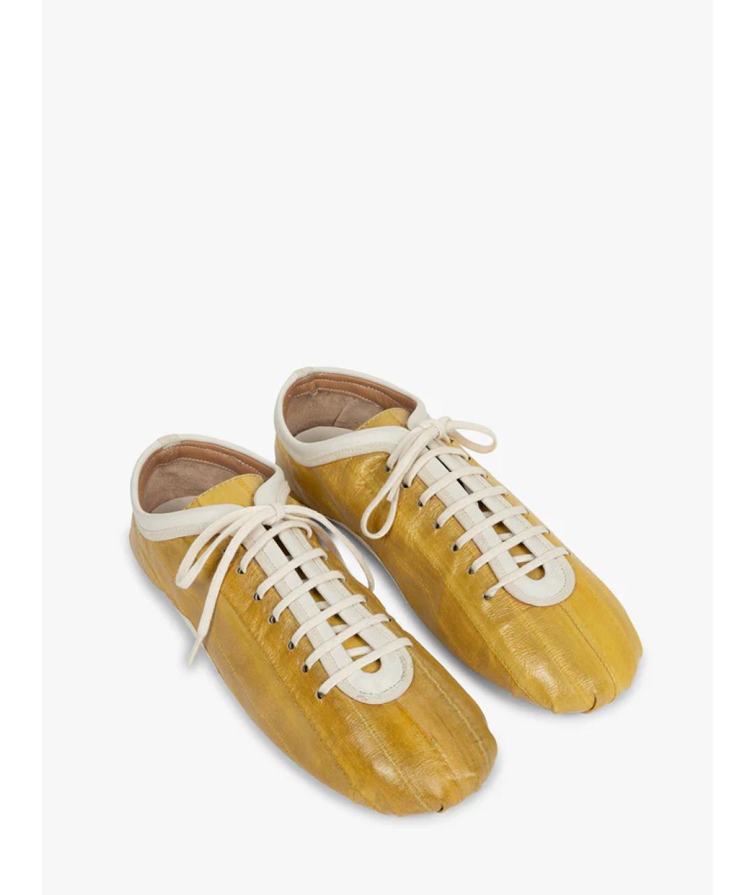 DRIES VAN NOTEN Горчичные кожаные кеды, фото 3