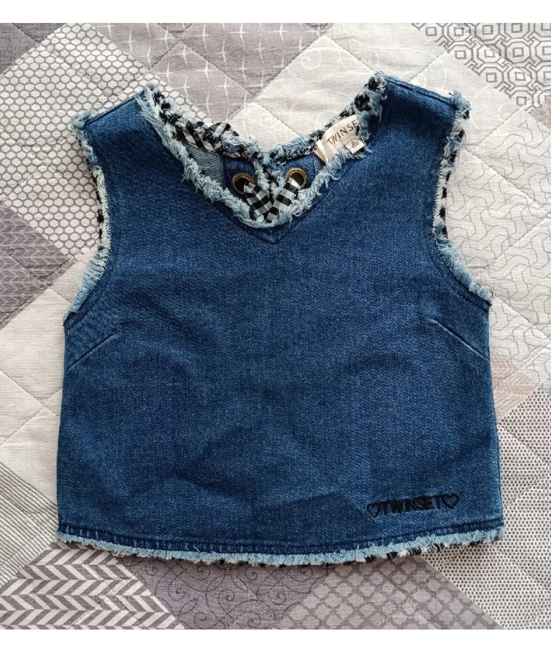 TWIN-SET Темно-синий хлопковый детская футболка / топ, фото 3