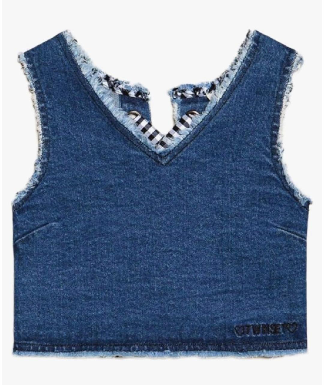 TWIN-SET Темно-синий хлопковый детская футболка / топ, фото 4