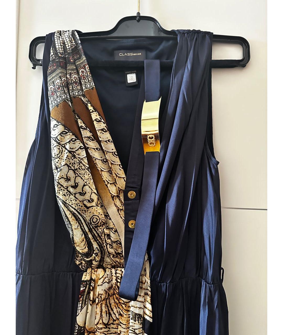 ROBERTO CAVALLI Темно-синий вискозный сарафан, фото 4
