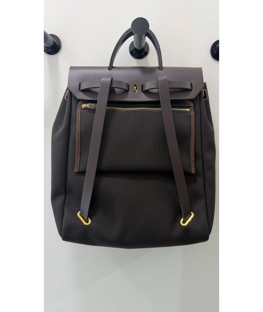 HERMES Коричневый тканевый рюкзак, фото 3
