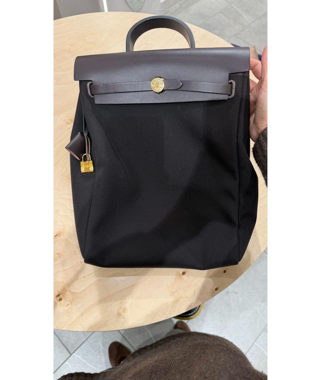 HERMES Коричневый тканевый рюкзак, фото 6