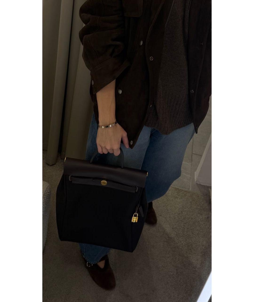 HERMES Коричневый тканевый рюкзак, фото 5