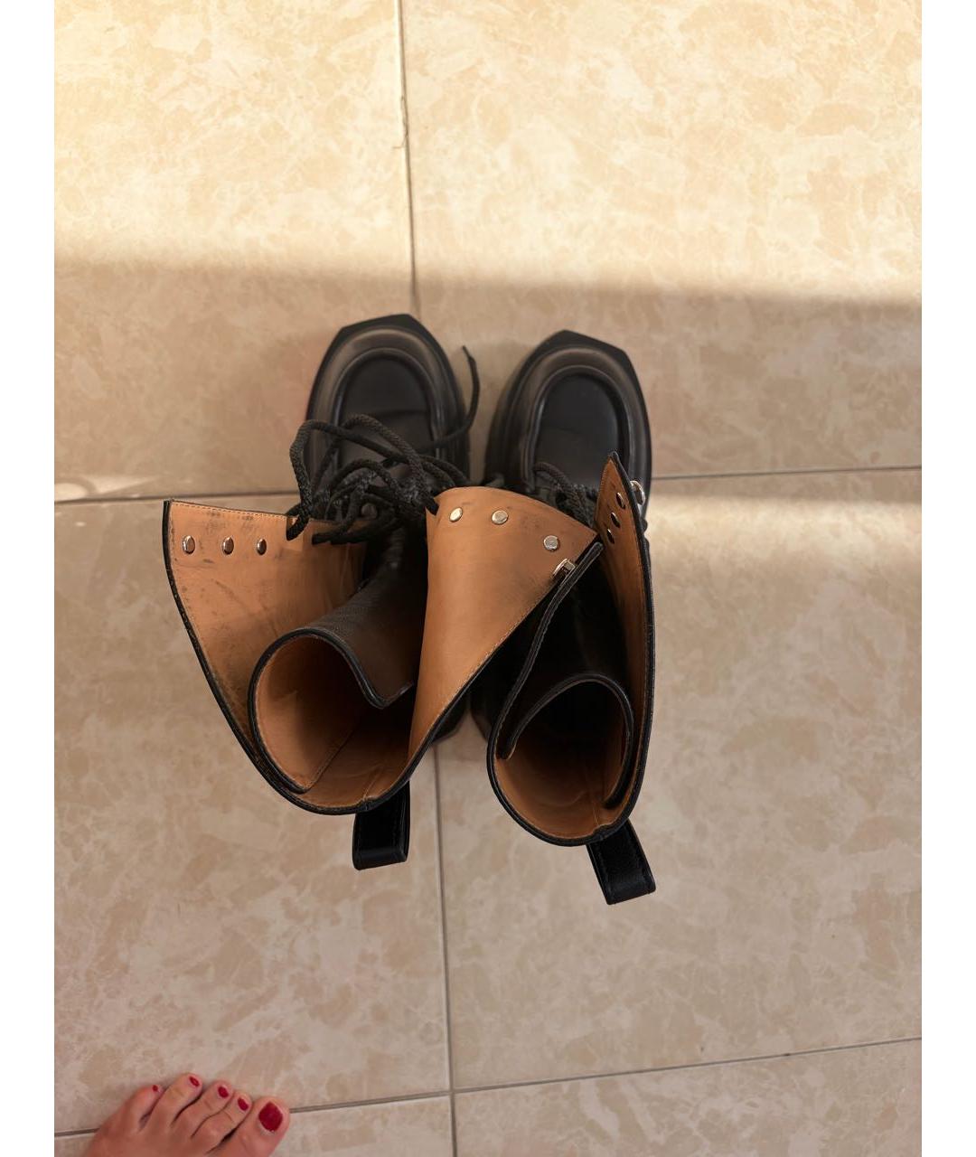 OFF-WHITE Черные кожаные ботинки, фото 3