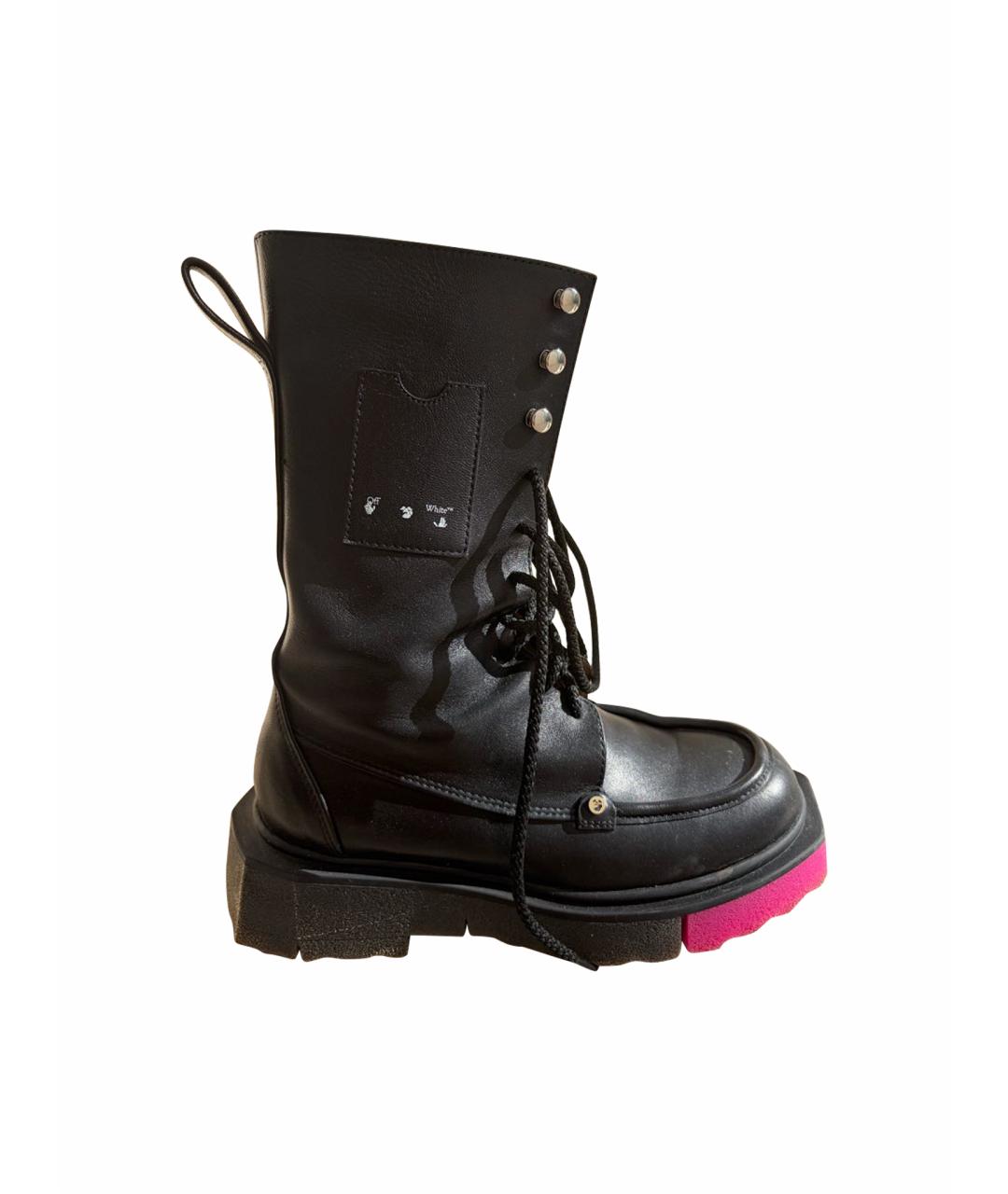 OFF-WHITE Черные кожаные ботинки, фото 1