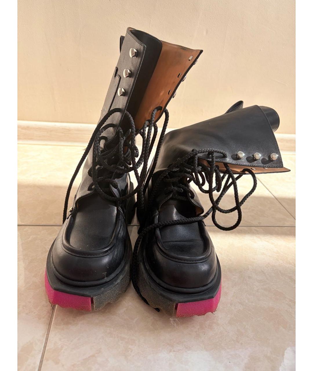 OFF-WHITE Черные кожаные ботинки, фото 2