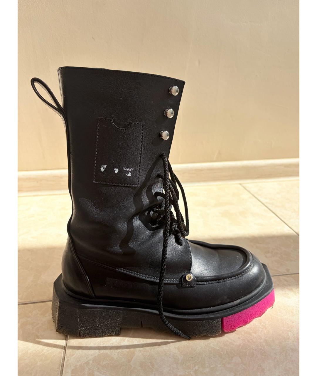OFF-WHITE Черные кожаные ботинки, фото 5