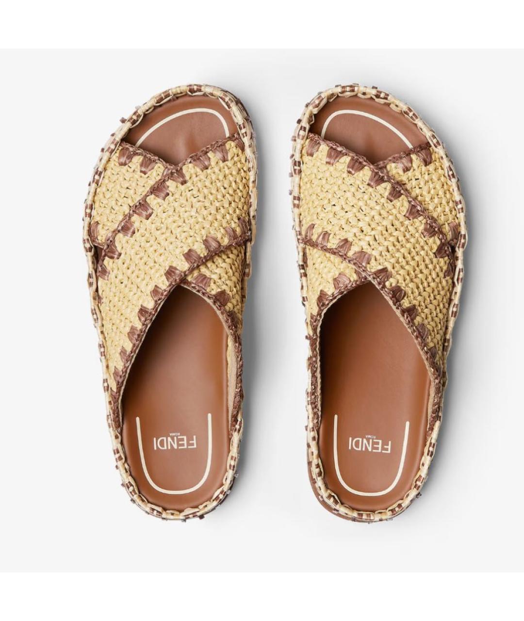 FENDI Бежевые шлепанцы, фото 3